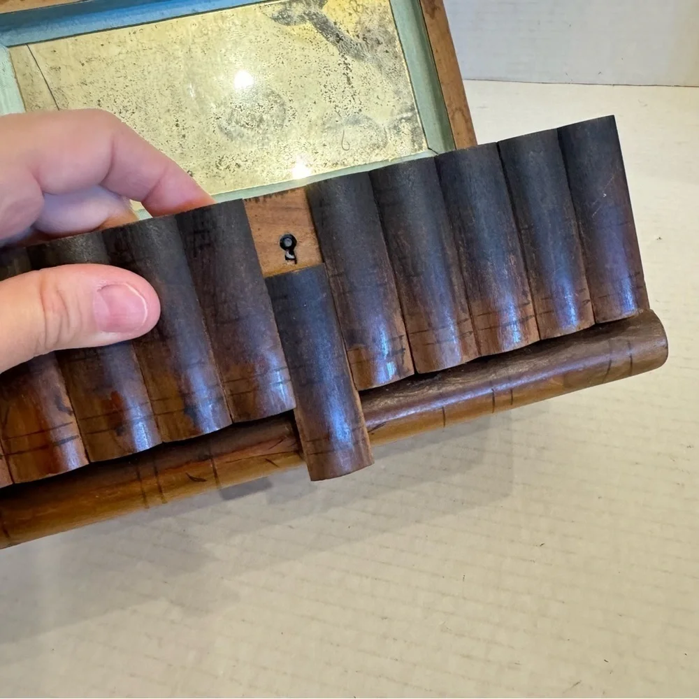 Antique Olive Wood Italian Vanity Box Olive Keepsake Jewelry Holder Decor VTG